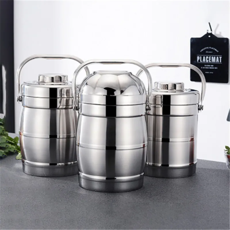 2Л Ланч-бокс из нержавеющей стали трехэтажный с вакуумной изоляцией контейнеры