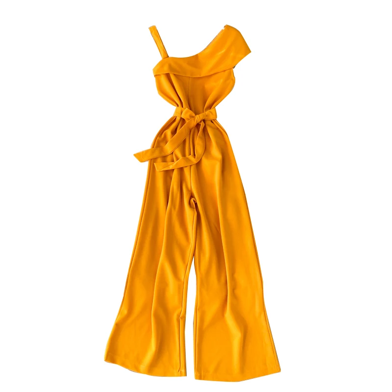 Женский комбинезон на завязках свободный Облегающий с открытыми плечами и