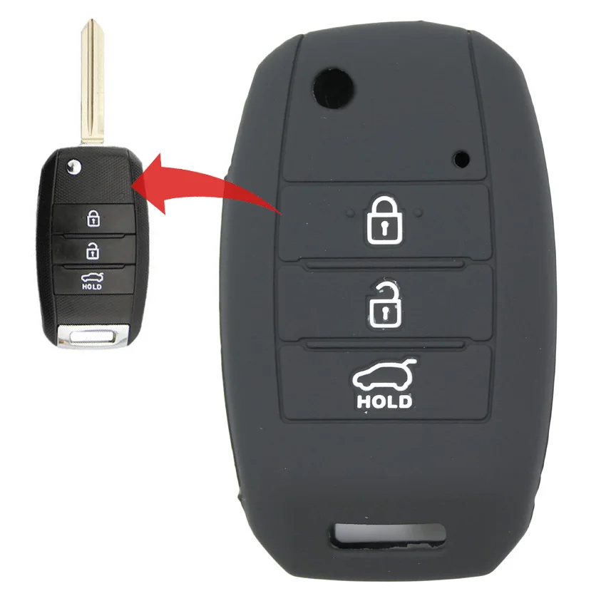 Микош 3 кнопки моющийся Мягкий силиконовый флип чехол для ключа автомобиля Kia New K5