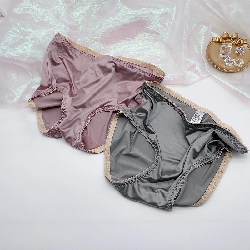 New Satin Panties For Women Lingerie Briefs Underwear Sexy Underpants High Waist Silky Seamless Girl Thongs Women Glossy Panties images - 6