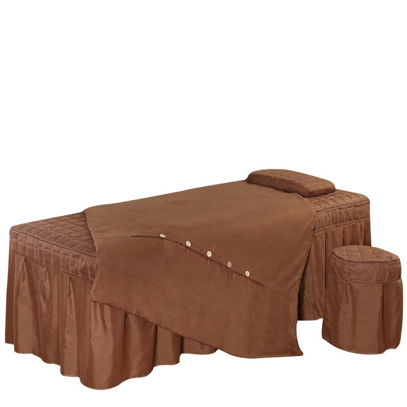 

4pcs Button Style Beauty Salon Bedding Sets Massage Spa Thick Bed Linens Sheets Bedspread Button Pillowcase Duvet Cover Set