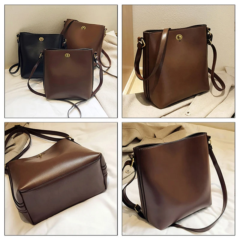 

Women Messenger Bags Vintage Small Bucket Crossbody Bags For Women 2021 Luxury Pu Leather Shoulder Handbags Designer Bag Ladies