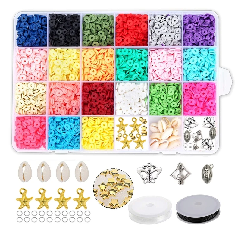 

Flat Round Polymer Clay Spacer Beads for Jewelry Making Handmade Loose Beads