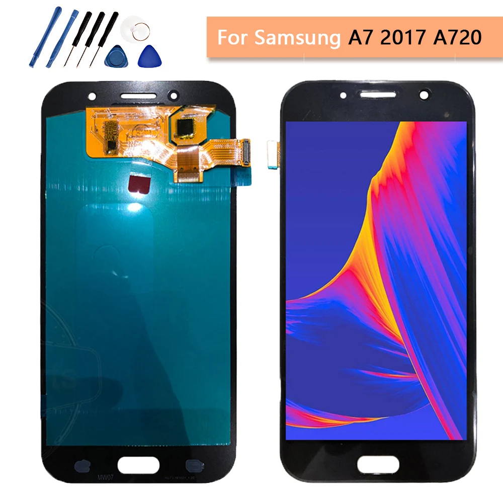 Фото Amoled для SAMSUNG Galaxy A7 2017 ЖК дисплей 5 7 &quotкодирующий преобразователь сенсорного