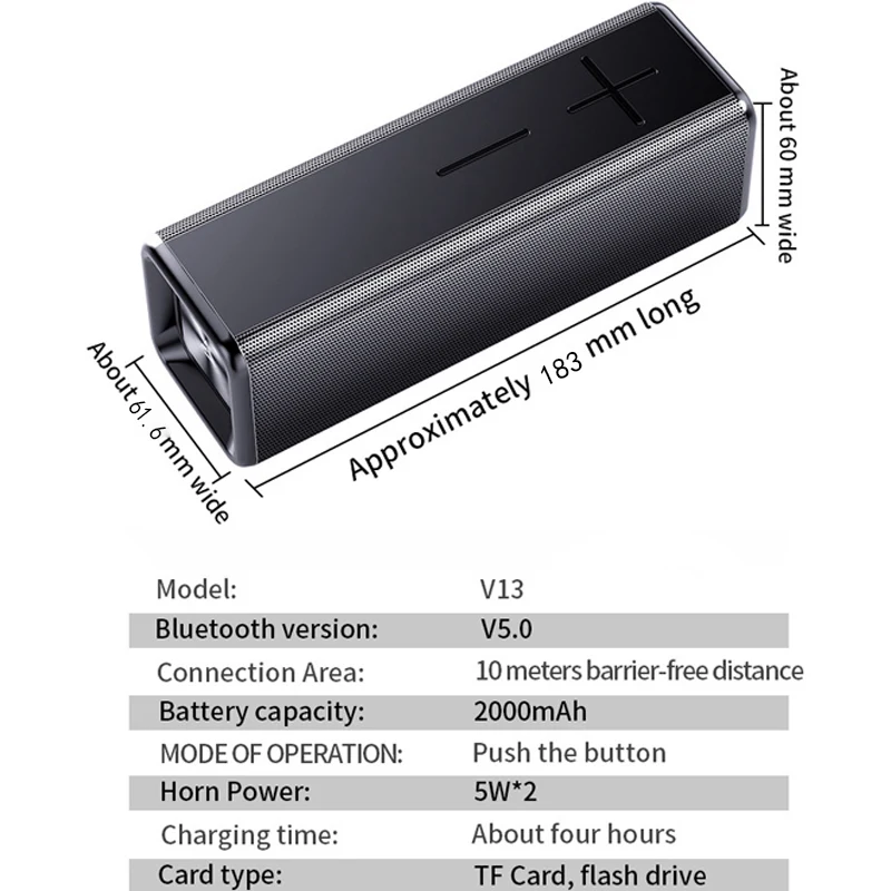 

V13 Bluetooth Speaker Subwoofer Home Wireless Portable TWS Series HIFI Sound Quality Bluetooth 5.0 Speaker 20 Hours Play Time