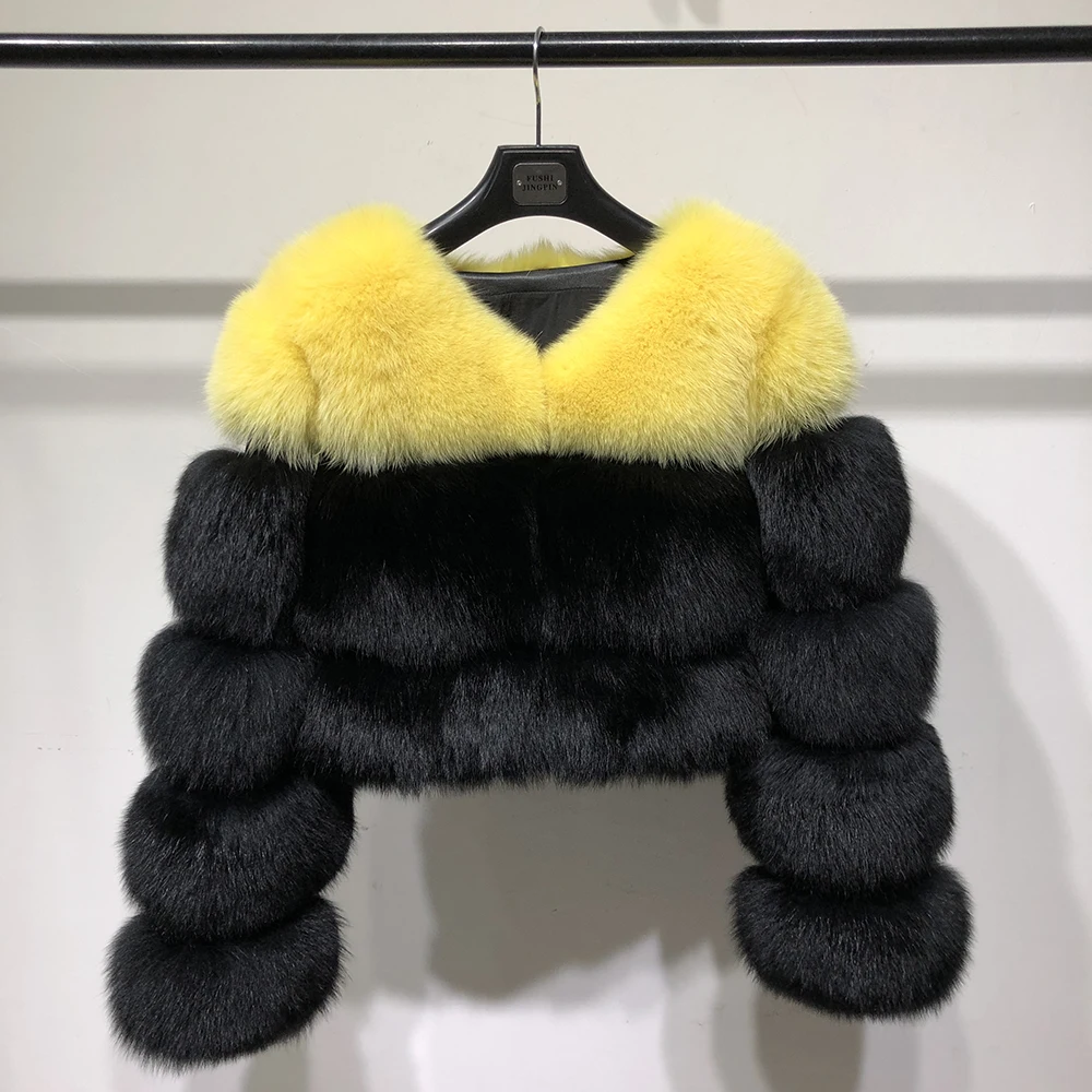 FURSARCAR 2021 New Real Fox Fur Coat Women Warm Natural Fox Fur Coat Short Staly Winter Genuine Fur Jacket Fashion Outwear