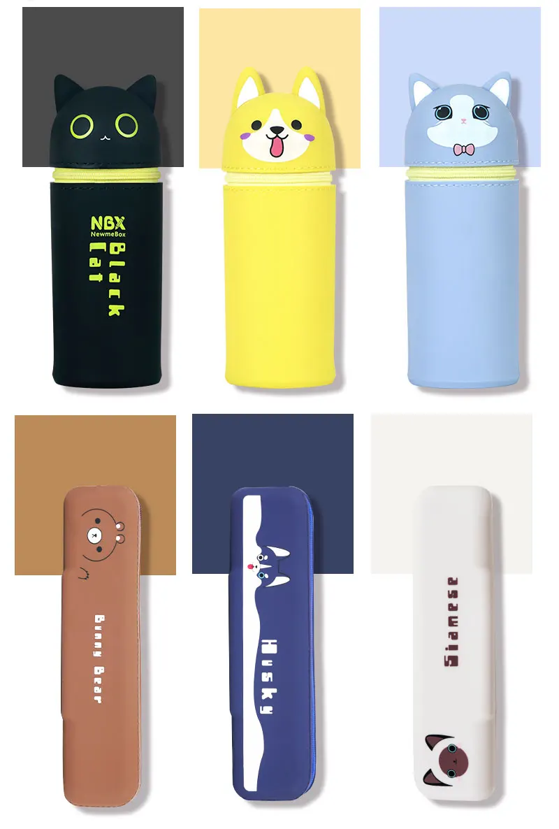 Пенал NewmeBox милый Футляр для ручек сумка макияжа Мягкая силиконовая косметичка на