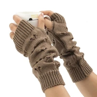 1pairs women gloves stylish hand warmer winter gloves women wrist arm crochet knitting hollow heart mitten warm fingerless glove