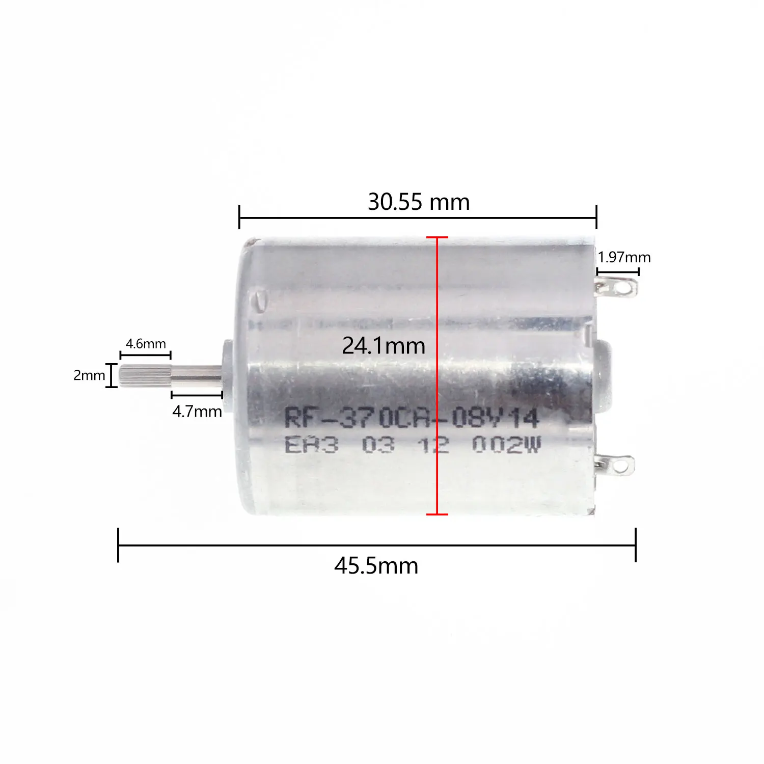 Высокоскоростной электродвигатель RF-370CA 8 В постоянного тока 7000 об/мин вал с
