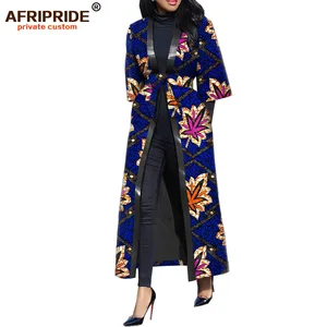 Новое поступление 2019 года, повседневное женское Африканское вощеное пальто AFRIPRIDE с рукавом три четверти, длиной до щиколотки, Женское пальто с поясом A1824009