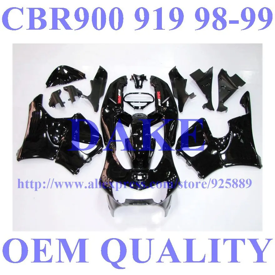 

DAKE Fullset Black Fairings for HONDA CBR900RR 919 98 99 CBR 900RR 1998 1999 CBR919 1998 1999 fairing parts #0a0x1e