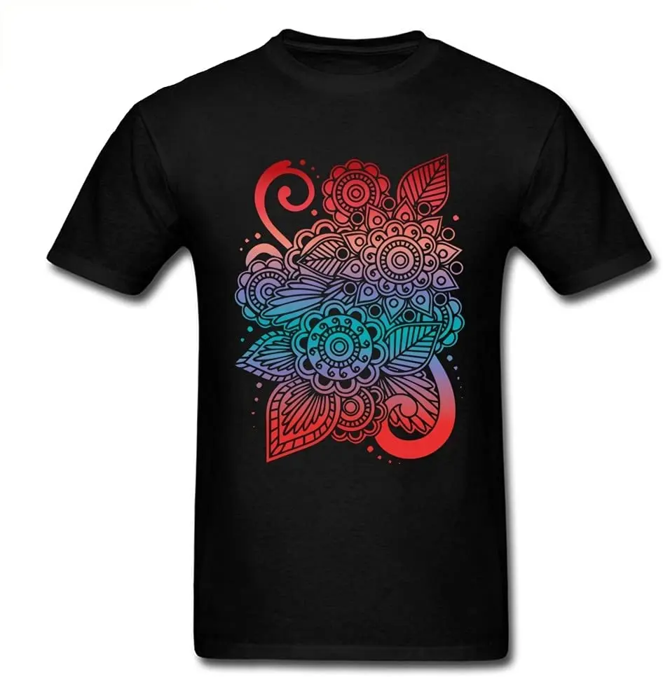 

Tee-Shirt Men T Shirt Mandala Tshirt Print Short Sleeve Tops Shirts Newest Clothes Black Tee Men