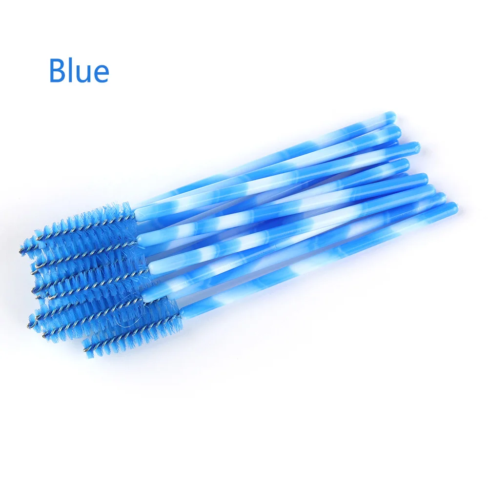 blue 3 50 шт. одноразовый Кристалл щеточки с тушью для ресниц палочки Аппликатор Прививка ресниц Керлинг гребень Красота Макияж инструмент для ресниц кисти - Handle Color: blue 3