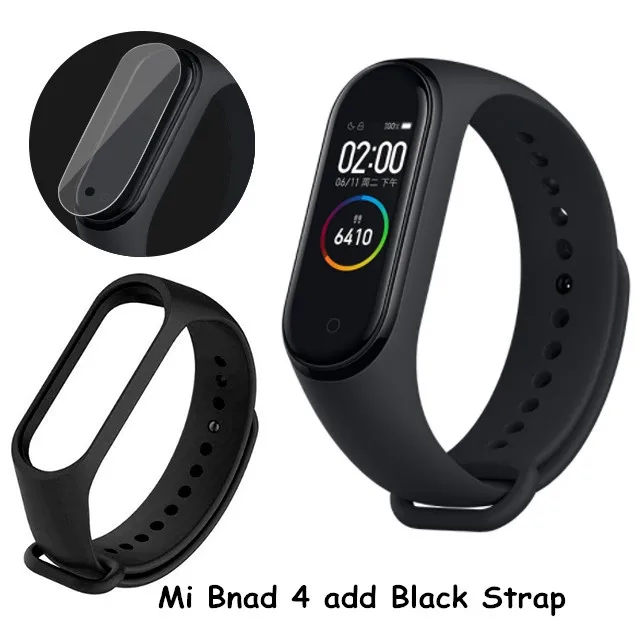 B Add Black Strap Xiaomi mi Band 4, умный браслет 3, Bluetooth 5,0, браслет для фитнеса, Traker AMOLED, цветной сенсорный экран, mi Band 4, спортивный, Smartband 4 - Цвет: B Add Black Strap