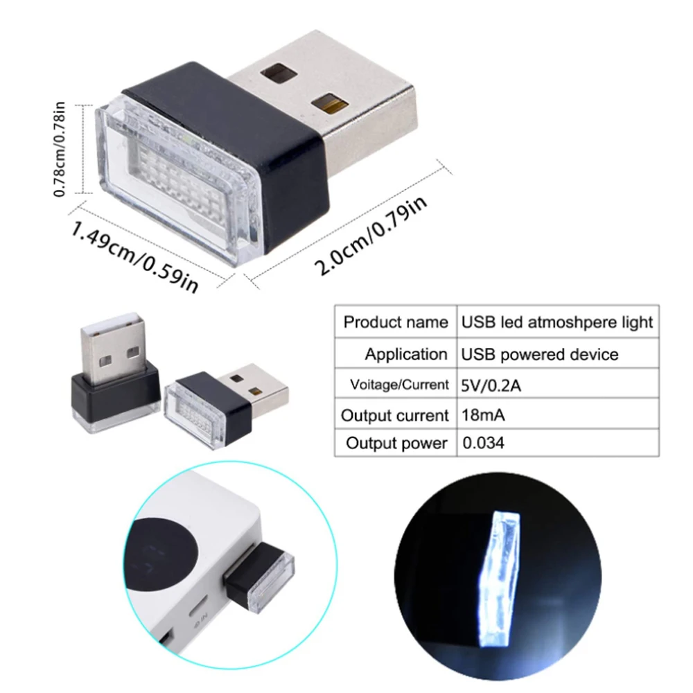 4 шт. светодиодные мини-USB лампы для автомобиля | Автомобили и мотоциклы