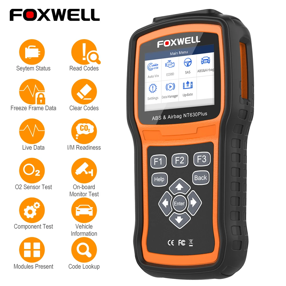 

Автомобильный сканер Foxwell NT630 Plus, OBD2, проверка двигателя, ABS, SRS, подушка безопасности, SAS, сброс данных о столкновении, ODB, OBD 2, автомобильный диа...
