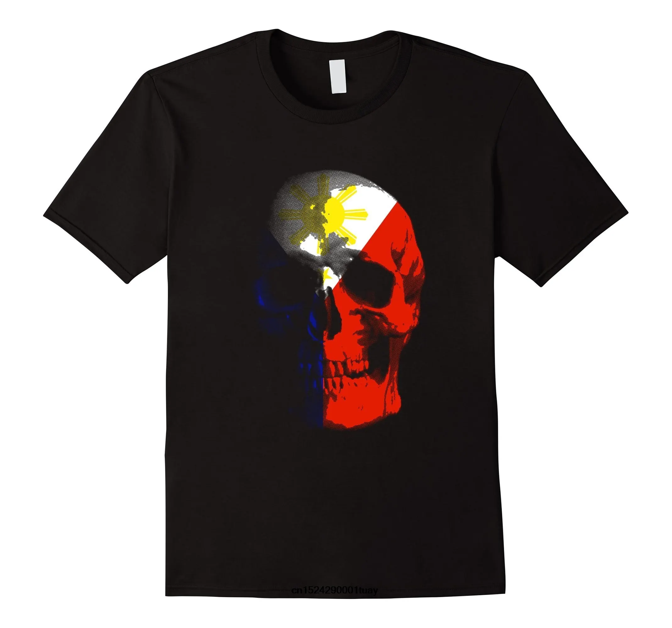 

Funny t shirt men novelty women tshirt Filipino Skull Flag T-Shirt