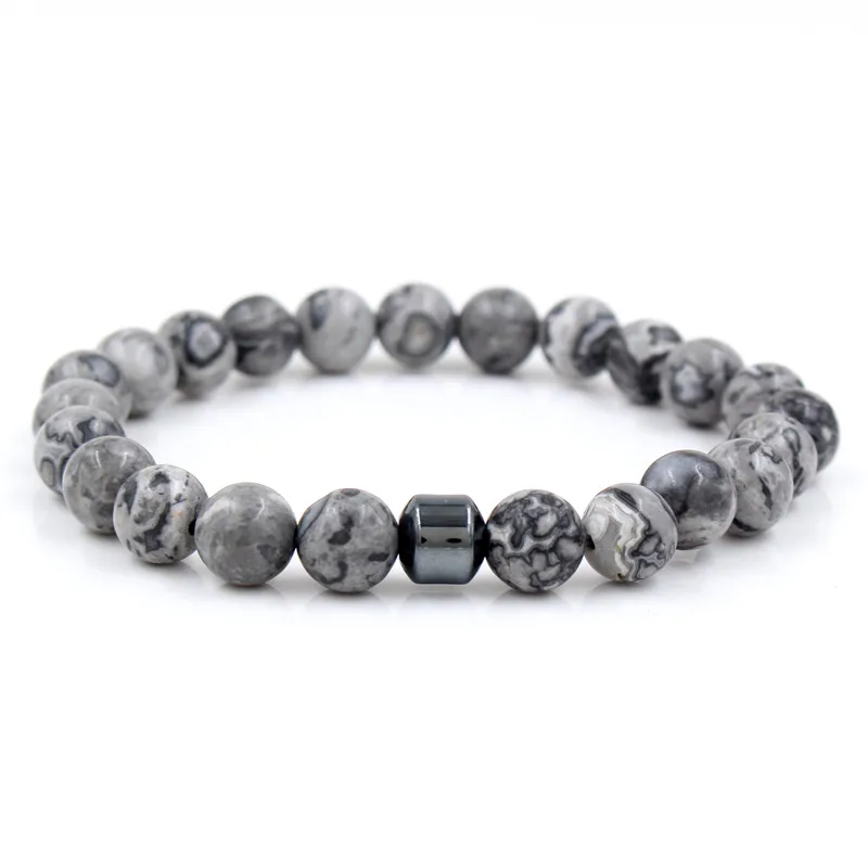 Классический Простой женский и мужской браслет 8 мм с натуральным тигровым