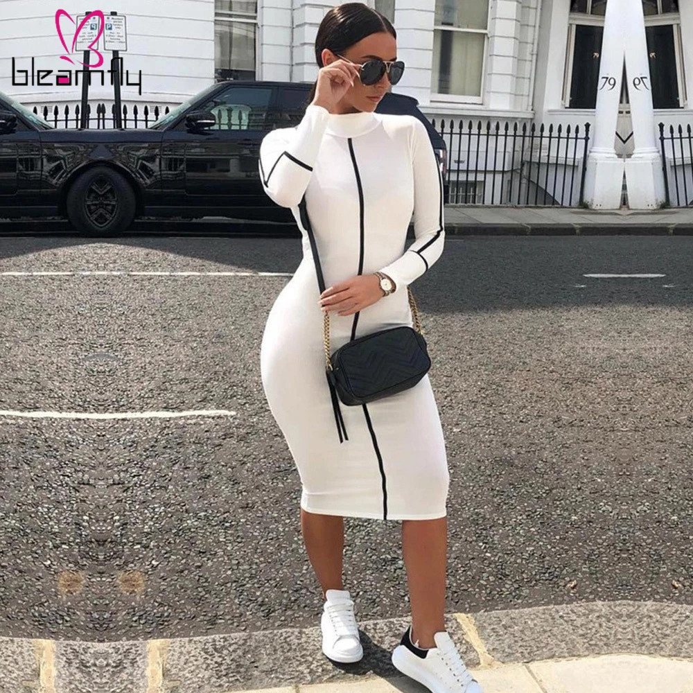 Осень лето женские зимние комбинезоны модные облегающие платья средней длины с