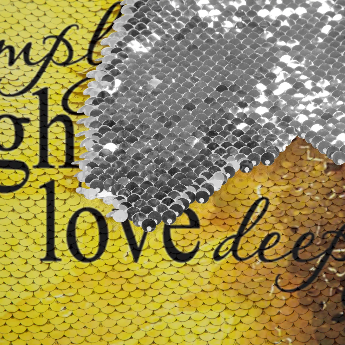 Silver Sequins Pillow Case Live Simple Laugh Love Sunflower Print For Kids Room Square Throw Magic Reversible Sequin Pillowcases |