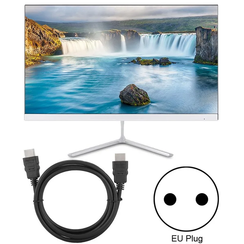 23,8 дюймов 1920*1080 игровой телевизор HD монитор HDMI VGA компьютерный экран дисплей 16:9 светодиодный полноэкранный экран для просмотра фильмов - Цвет: EU Plug