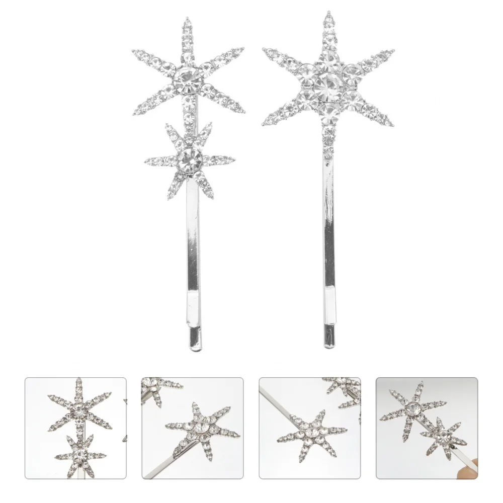 

2Pcs Rhinestone Star Hair Clip Hairpin Barrettes Headdress Hair Accessory