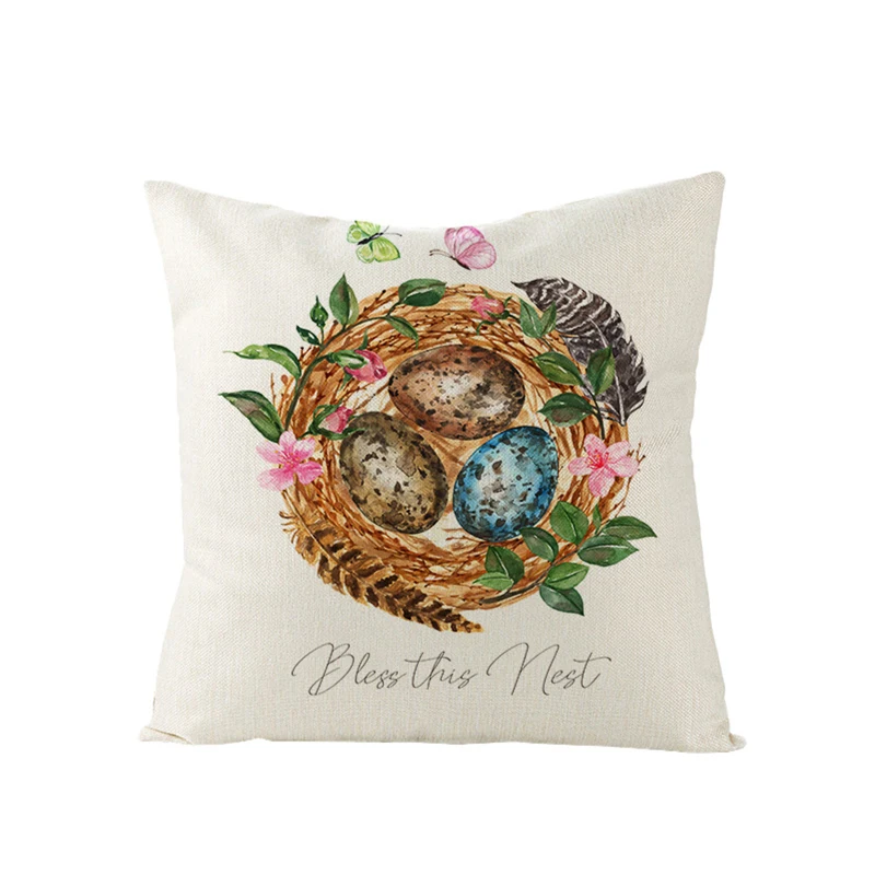 

45X45cm Pillow Case Cartoon Easter Eggs Rabbits Printed Decorative Cushions Cover for Sofa Chairs Home Decor Throw Pillowcase