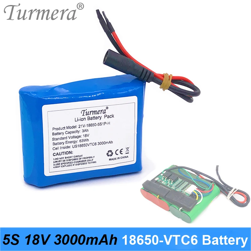 

5S 18V 21V 3000mAh перезаряжаемый литиевый аккумулятор US 18650VTC6 3000mAh 30A батарея с 5S BMS для отвертки 18V 21V