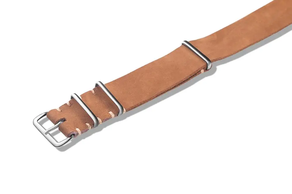 Premium Leather NATO Watch Band Gingerbread One piece Watch Straps For Men or Women Watch 18mm 20mm 22mm