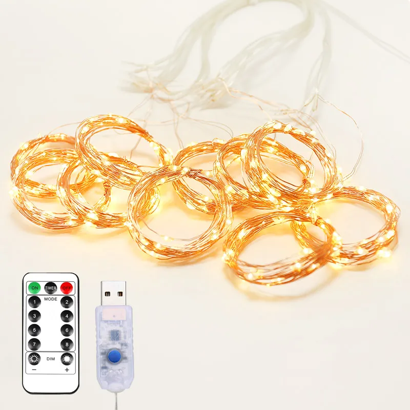 

New Year Decor LED Curtain Lights String Fairy Light For Room Remote Outdoor USB Control Home Christmas Lights Holiday Lighting