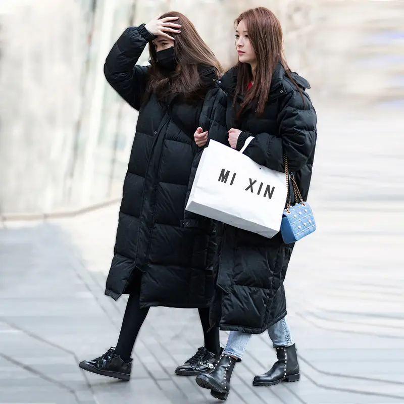 

jacket men and women long style 2020 new Korean version thickened to ankles and knees to keep warm, large size loose