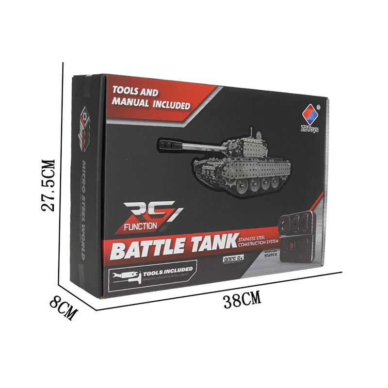 

NEW 952PCS 2.4G RC Military Tank DIY Assembly Set Stainless Steel RC Model Toy For Kids Boy Built-in 3.7V 300MAh Lithium Battery