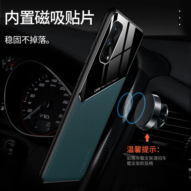 for oppo realme 7 pro case luxury leather magnetic car holder mirror glass cover for realme 5 6 7i x7 c11 c12 c15 c17 xt x2 v3 free global shipping