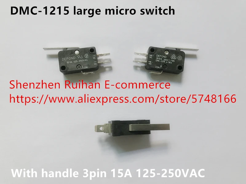 

Original new 100% DMC-1215 large micro switch with handle 3pin 15A 125-250VAC