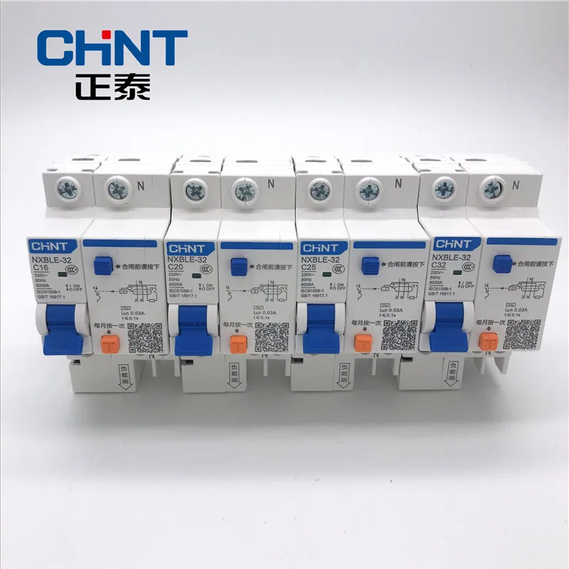 CHNT миниатюрный выключатель утечки DZ47LE Тип C 1P + N 6A 10A 16A 20A 25A 32A бытовой воздушный