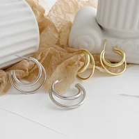 silvology sterling 925 silver double line cross stud earrings for women creative high quality elegant earrings luxury jewelry