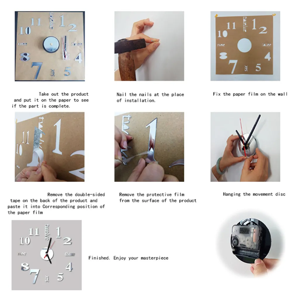 2020 Wall Clock 3D DIY Roman Numbers Acrylic Mirror Sticker Home Decor Mural Decals декор для дома X2 | Дом и сад