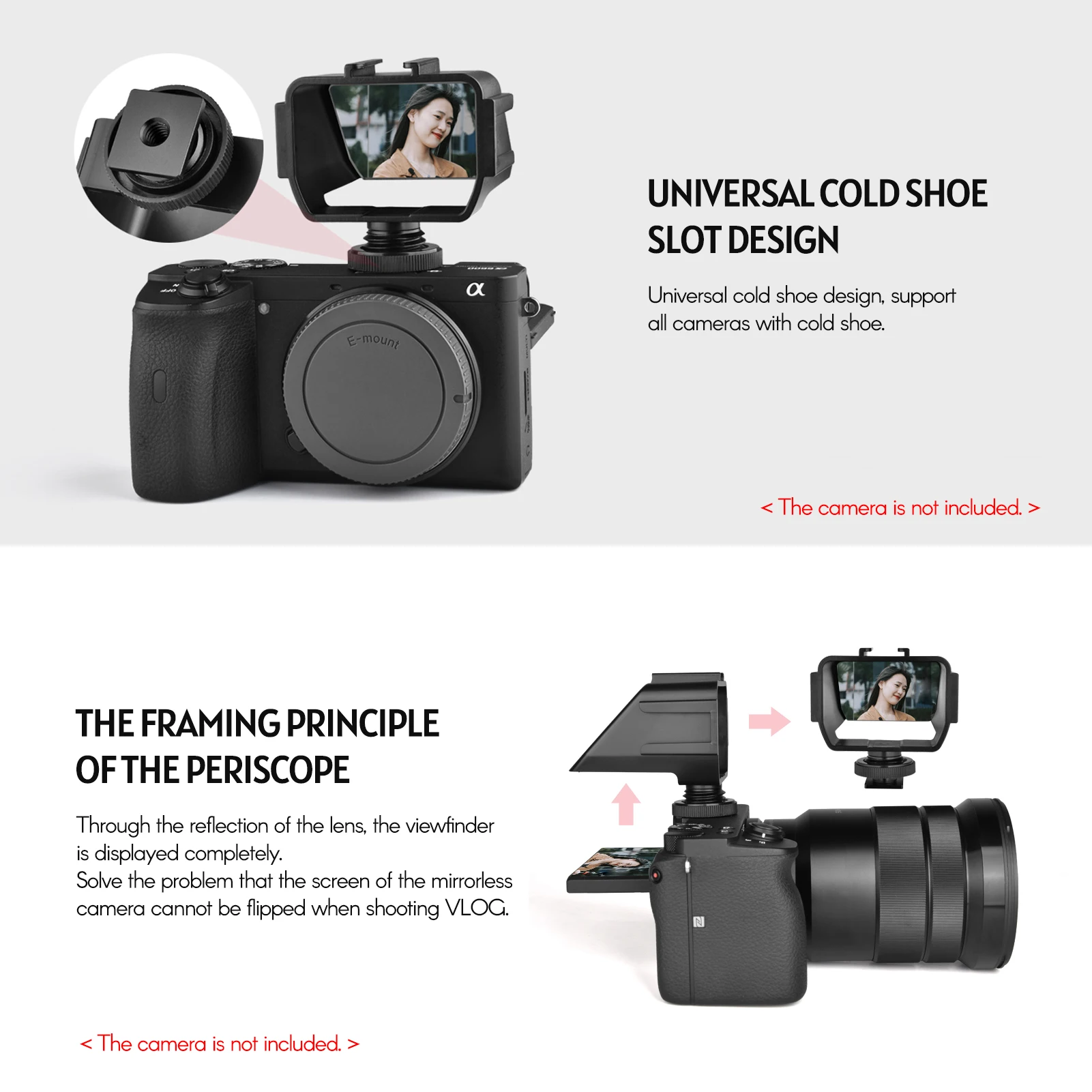 Зеркало Andoer для селфи и видеоблога с 3 креплениями холодного башмака Sony серии