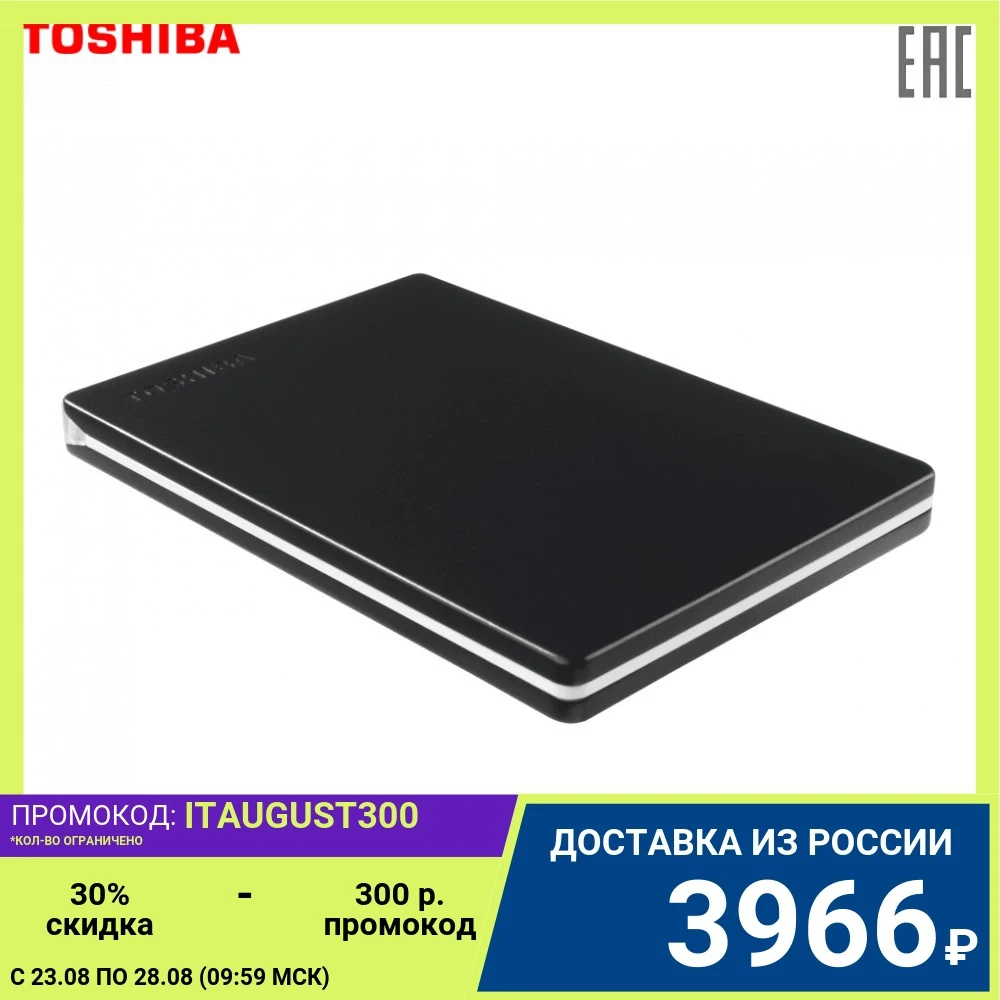 Внешний жесткий диск TOSHIBA HDTD310EK3DA Canvio Slim 1ТБ 2.5&quot USB 3.0 черный|Внешние жесткие диски|