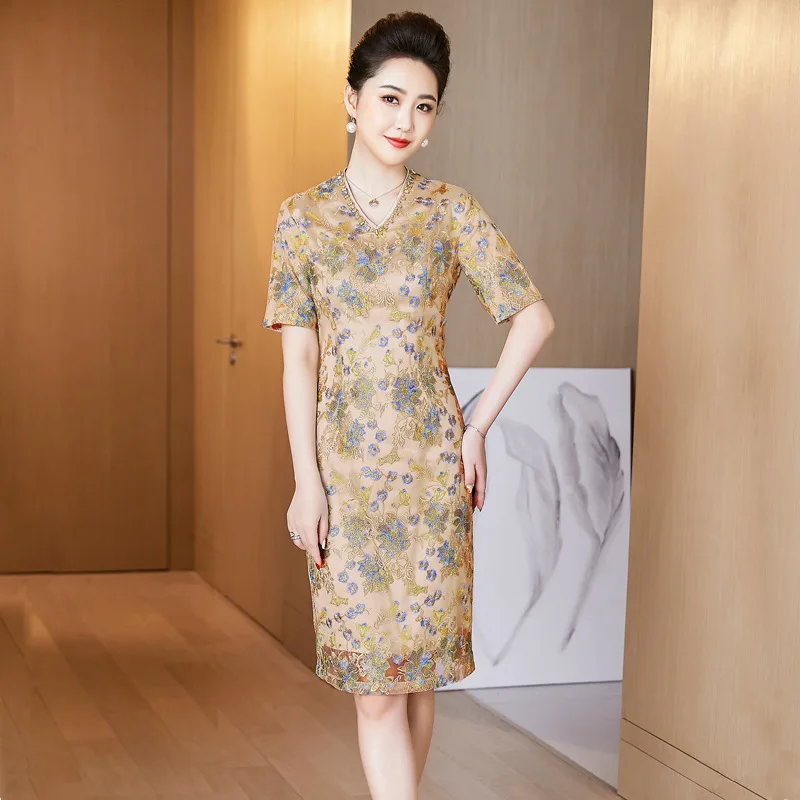 Женское платье для матери невесты элегантное вечернее цвета шампанского из двух