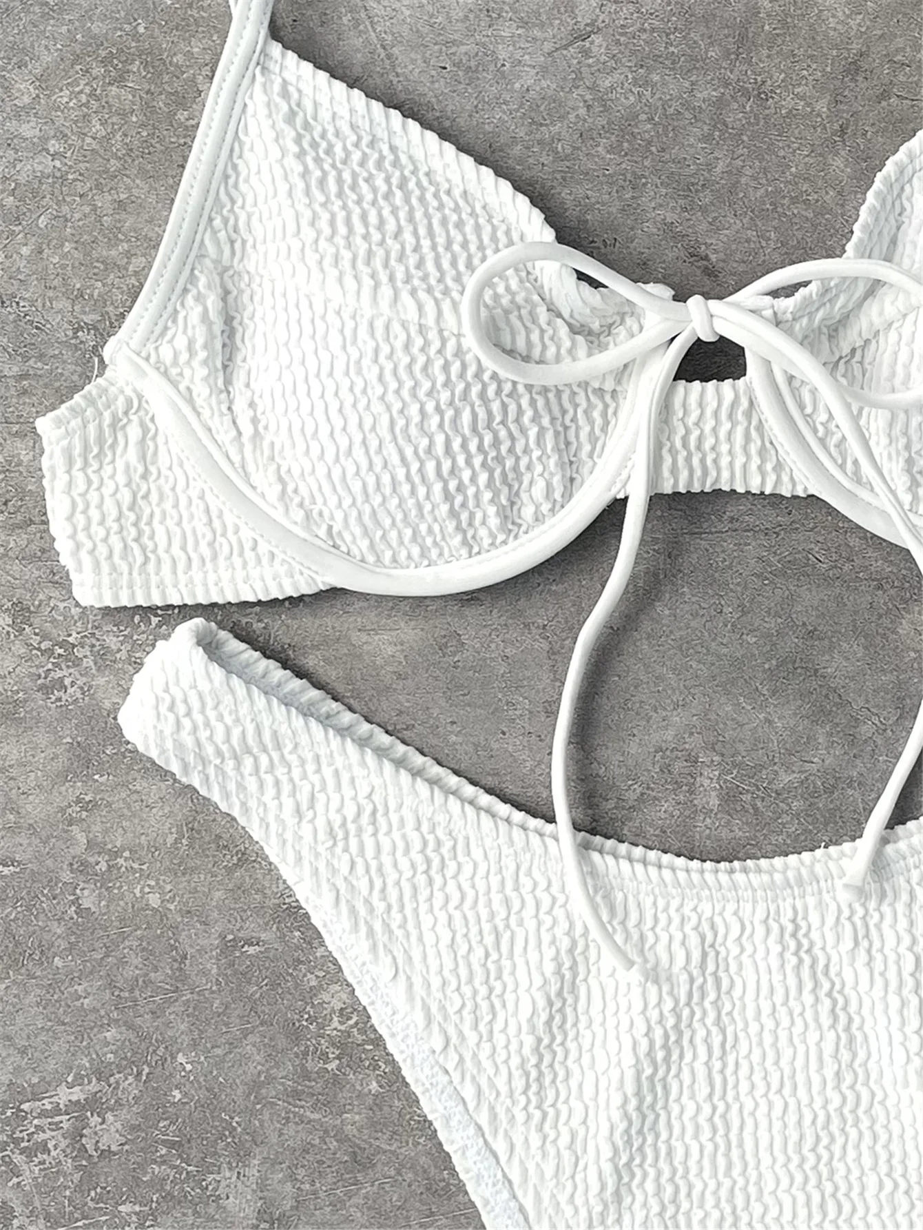 

Hollow Out Bikini Set Underwire Bathing Suit Women Bikinis 2021 Mujer Maillot De Bain Femme High Waist Swimsuit White Swimwear