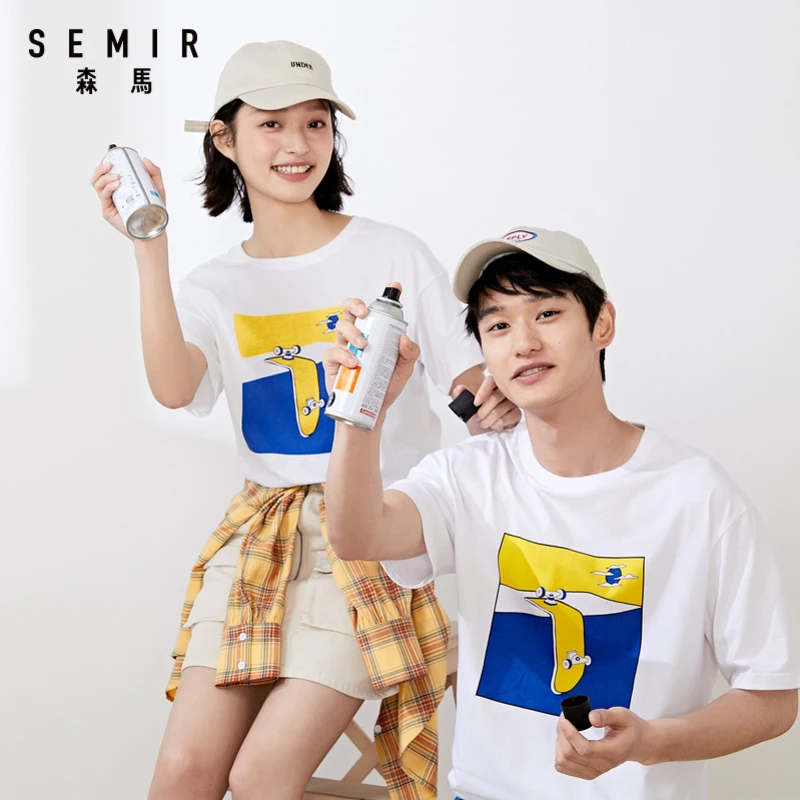 Semir 2021 летнее Новое милое платье с короткими рукавами и принтом футболки Женский