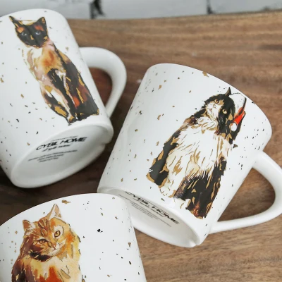 Кошка керамическая кружка большой емкости для завтрака Молочный Сок кофе чайная