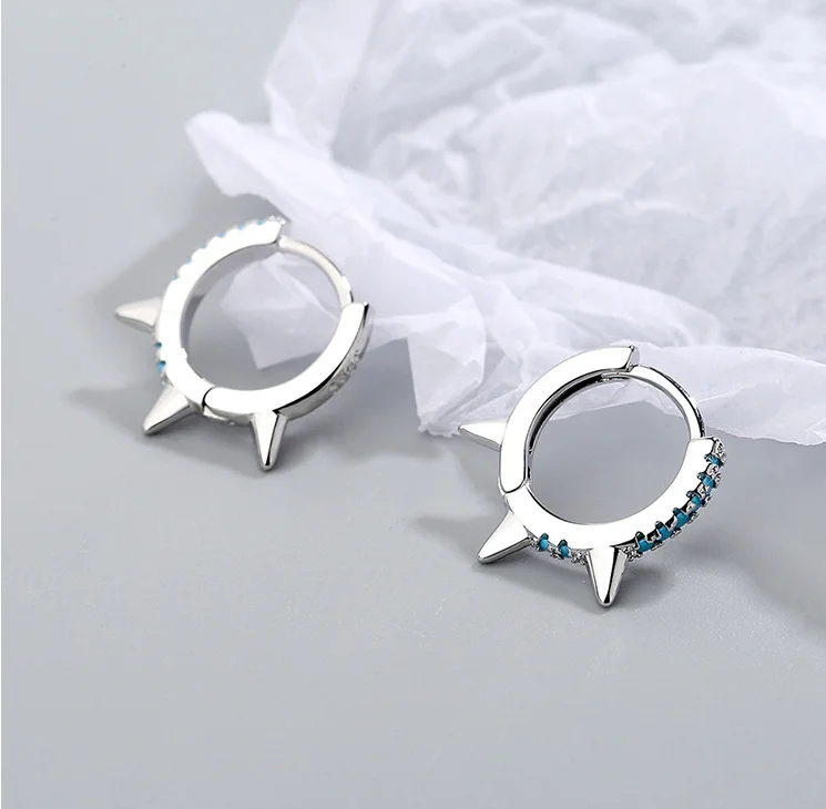 

2021 New 925 Sterling Silver Cubic Zircon Rivets Earrings Sexy Fashion INS Handmade Jewelry C eh759