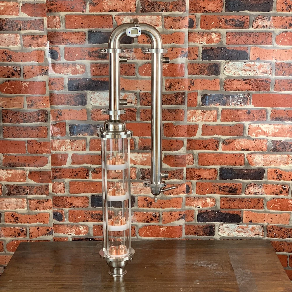 Стеклянная колонна для дистилляции. Медные барботажные тарелки 4 шт. Самогонный