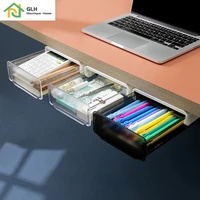 self stick pencil tray under desk drawer organizer table storage box self adhesive hidden organizer office stationery organizer