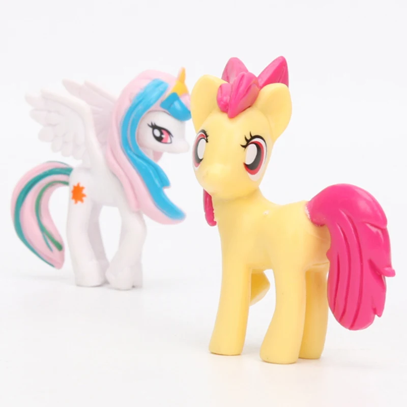12 шт. игрушки My Little Pony Радуга Единорог мини лошадь ПВХ Фигурки сверкать драконы