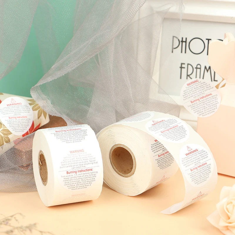 

500pcs/roll Candle Warning Label Candle Jar Container Stickers Safety Label