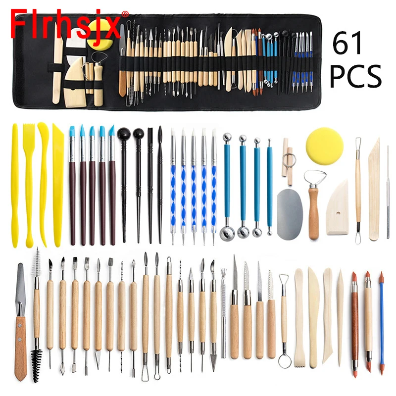 

61pcs/set Clay Tools Sculpting Kit Sculpt Smoothing Wax Carving Pottery Ceramic Polymer Shapers Modeling Carved Ceramic DIY Tool