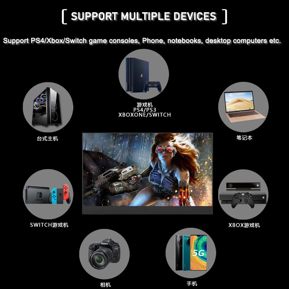Портативный монитор 17 3 дюйма 144 Гц 1080P HDMI Type-c | Компьютеры и офис